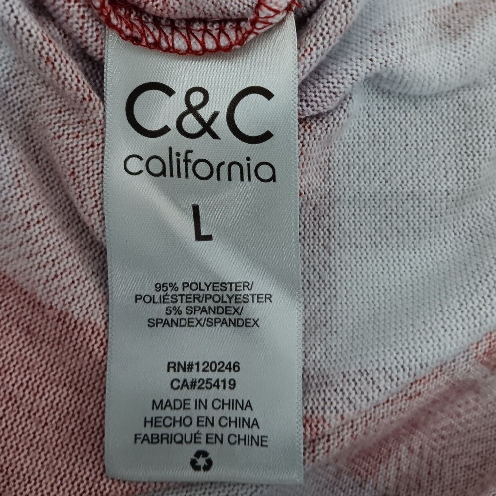 C&C California Womens Red Plaid Button Down Shirt Large Stretch Knit Flannel L - Picture 6 of 9